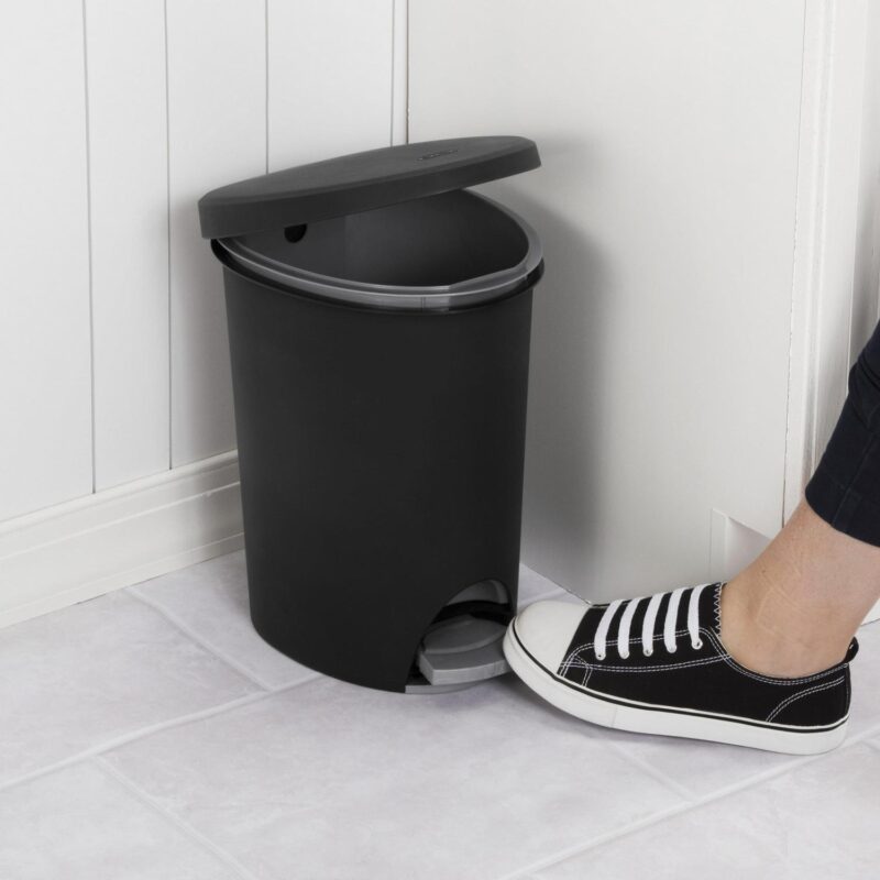 (2 pack) Sterilite 2.6 Gallon Ultraa c StepOn Trash Can, Plastic, Bathroom, Black Trash Can - Image 4
