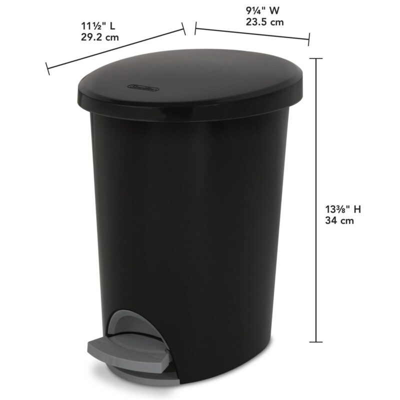 (2 pack) Sterilite 2.6 Gallon Ultraa c StepOn Trash Can, Plastic, Bathroom, Black Trash Can - Image 3