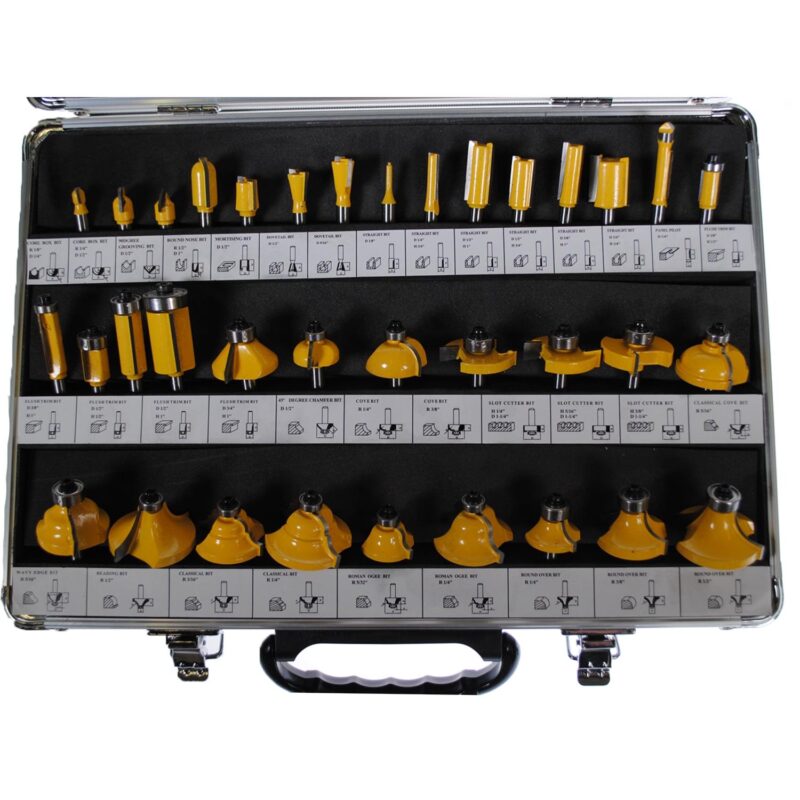 35 PIECE CARBIDE ROUTER BIT TOOLS SET W/ CASE - 1/4 INCH SHANKS - Image 2