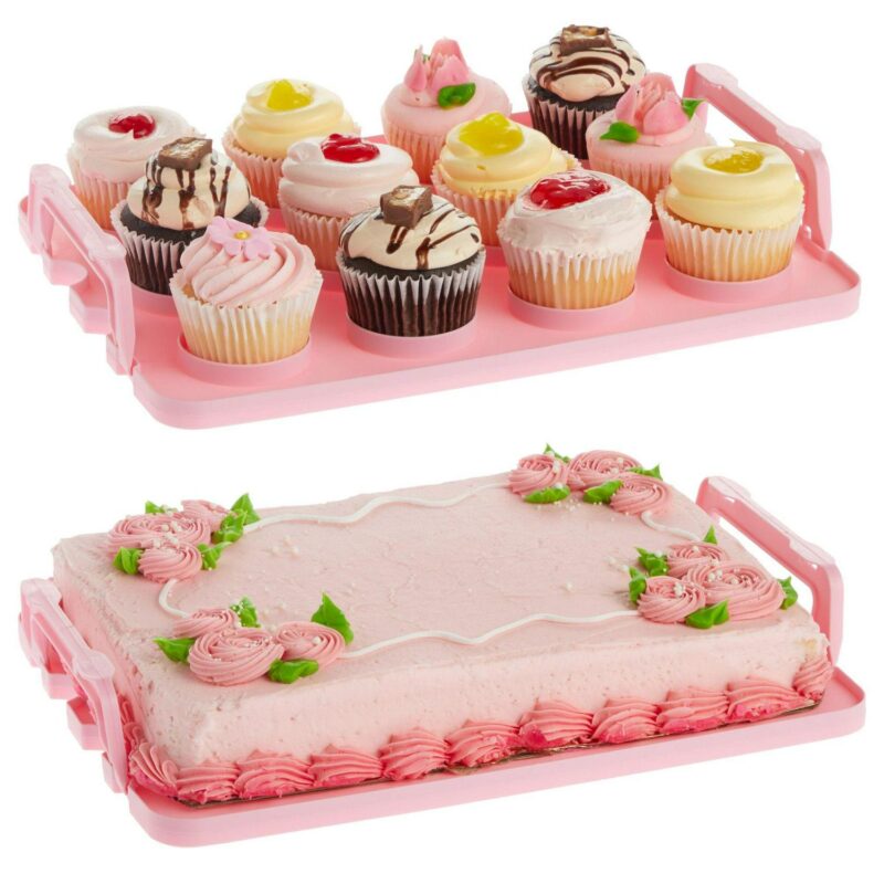 3 Tier Cupcake Carrier with Lid and Handle, Holds 36 Cupcakes (Pink, 13.5 x 10.25 x 10.75 In) - Image 8