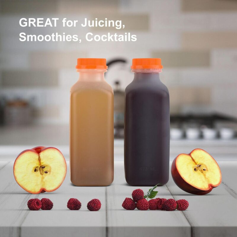 450 COUNT 16 OZ Empty Plastic Juice Bottles with Tamper Evident Caps - Smoothie Bottles Ideal for Juices, Milk, Smoothies, Picnic's and even Meal Prep Juice Containers - Image 5