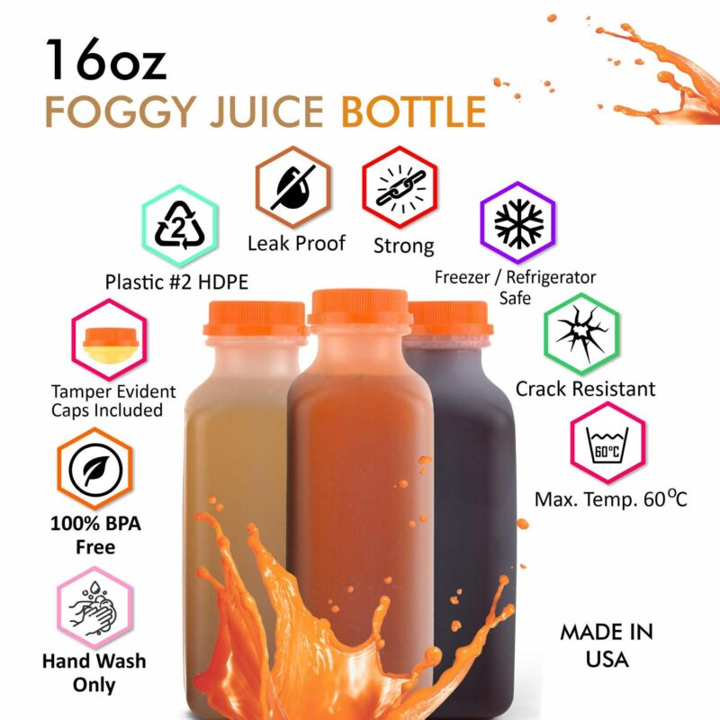 450 COUNT 16 OZ Empty Plastic Juice Bottles with Tamper Evident Caps - Smoothie Bottles Ideal for Juices, Milk, Smoothies, Picnic's and even Meal Prep Juice Containers - Image 3