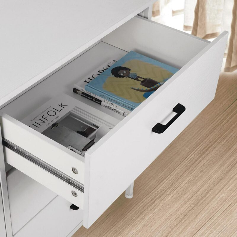 47.3'' Drawer Dresser Chest of 6 Drawers, Storage Dresser Tower for Bedroom, Living Room, Hallway, Nursery, White Storage Cabinet Wooden Dresser with Steel Frame, White - Image 9