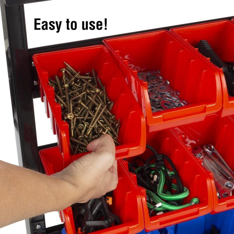 47 Bin Storage Rack- Wall Mountable or Tabletop Shelves with Removeable Bins- Garage Organizer for Tools Parts Hardware Crafts and More by Stalwart - Image 2