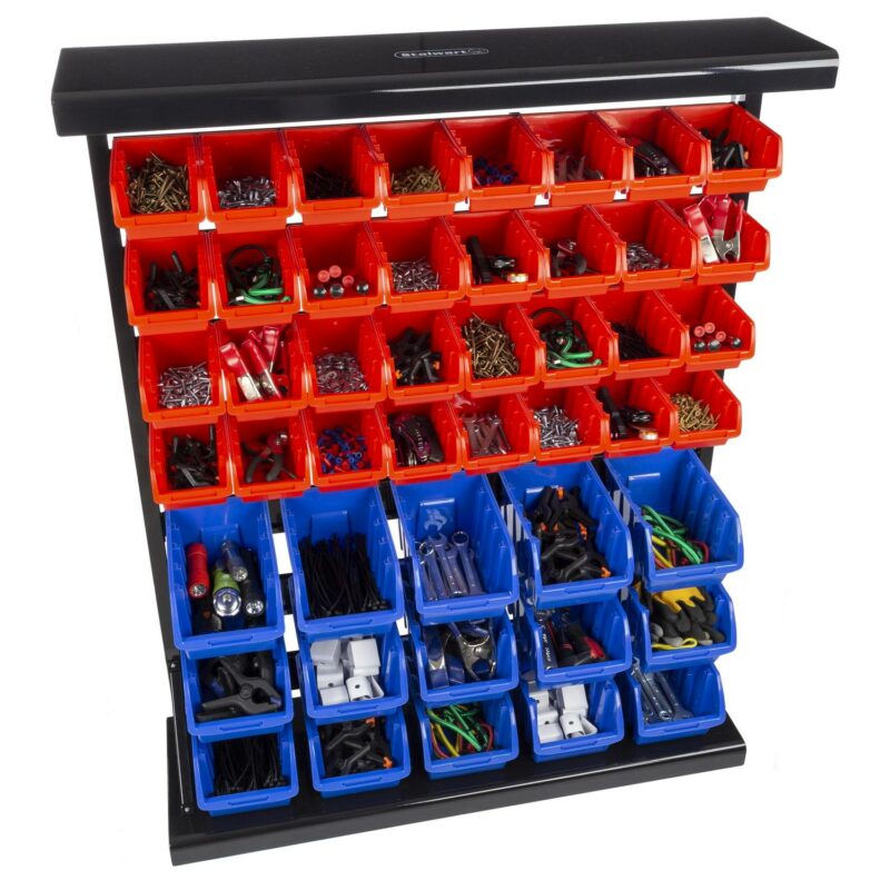 47 Bin Storage Rack- Wall Mountable or Tabletop Shelves with Removeable Bins- Garage Organizer for Tools Parts Hardware Crafts and More by Stalwart - Image 4