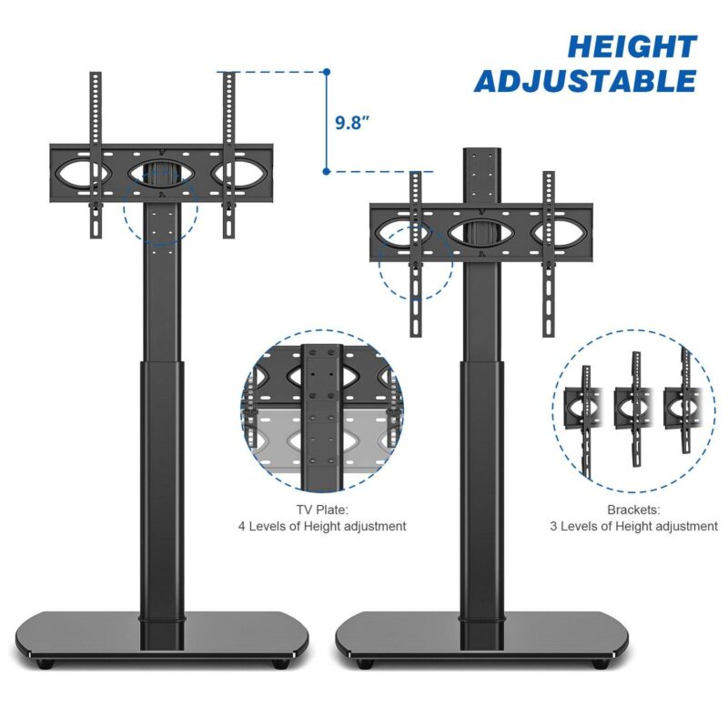 5Rcom Modern Floor TV Stand for TVs up to 65 inch, Black Apple TV Roku Ultra Mount - Image 5