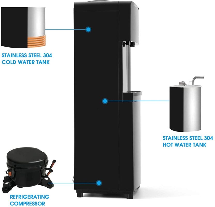 5 Gallon Hot Cold Water Dispenser Cooler Top Loading with Child Safety Lock (Black) - Image 3