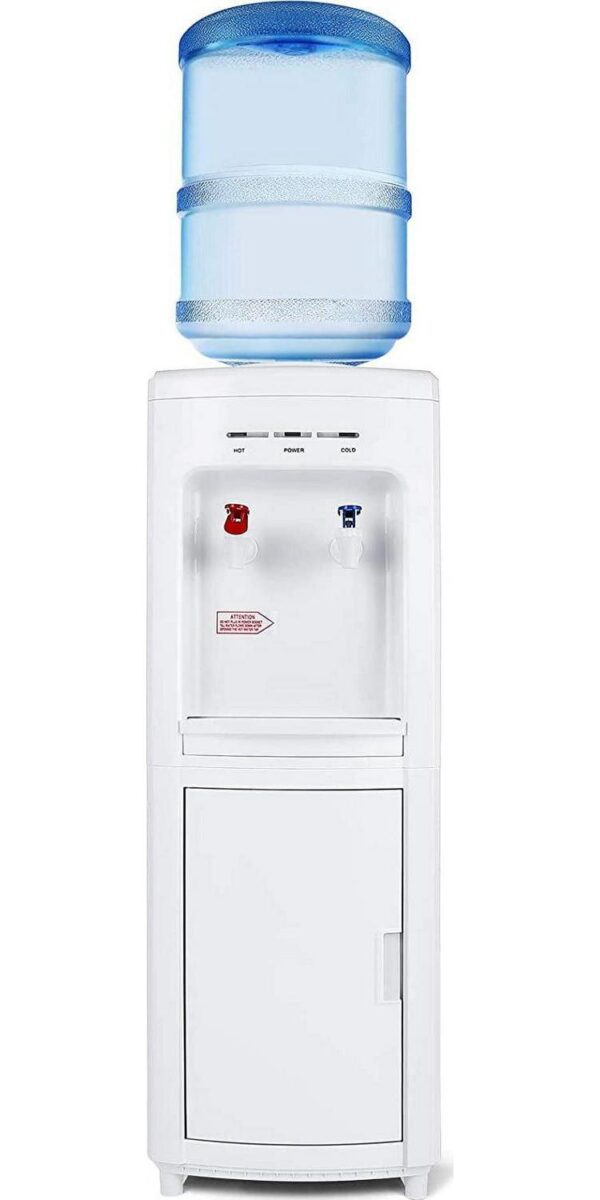 5 Gallon Top Loading Electric Water Cooler Dispenser with Storage Cabinet , White