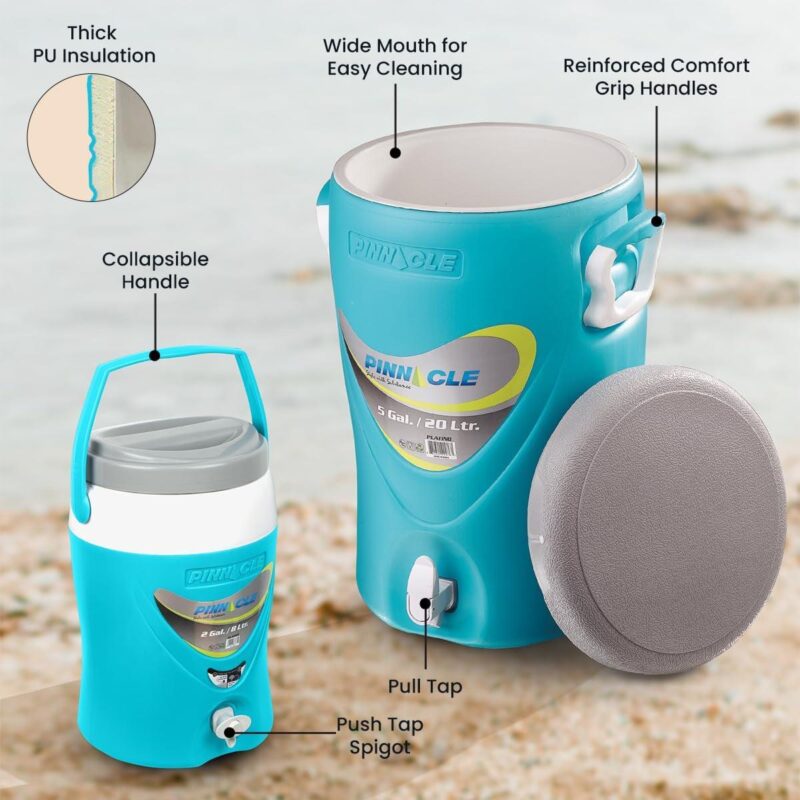5-Gallon Water Jug and 2-Gallon Gallon Water Bottle Set a Insulated Beverage Cooler Dispenser with Pull Tap Spout a Leakproof and Portable Sports Water Jug a Ideal for Camping, Outdoor, Party, Sports - Image 3