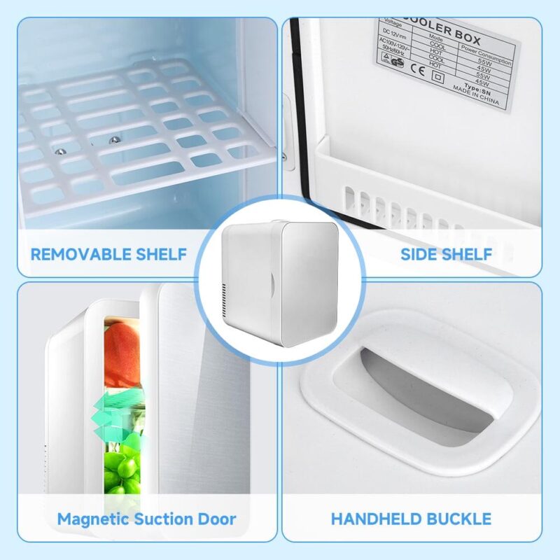 8 L Mini Fridge, Portable Thermoelectric Cooler and Warmer Refrigerators for Home, Office and Car, 8 Litre Capacity with Glass Door, Sliver - Image 7