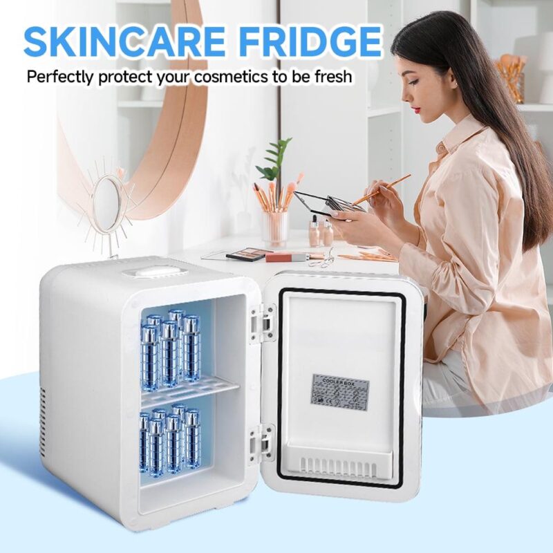 8 L Mini Fridge, Portable Thermoelectric Cooler and Warmer Refrigerators for Home, Office and Car, 8 Litre Capacity with Glass Door, Sliver - Image 4
