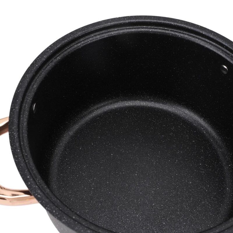 8 Pcs Pots and Pans Set Non Stick, Nonstick Kitchen Cookware Sets, Induction Cookware, For Oven and Dishwasher Safe, Premium Kitchen Cooking Set with Gold Handles, Black - Image 13