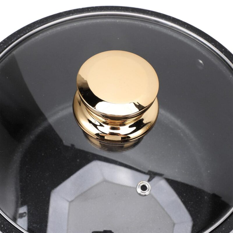 8 Pcs Pots and Pans Set Non Stick, Nonstick Kitchen Cookware Sets, Induction Cookware, For Oven and Dishwasher Safe, Premium Kitchen Cooking Set with Gold Handles, Black - Image 14