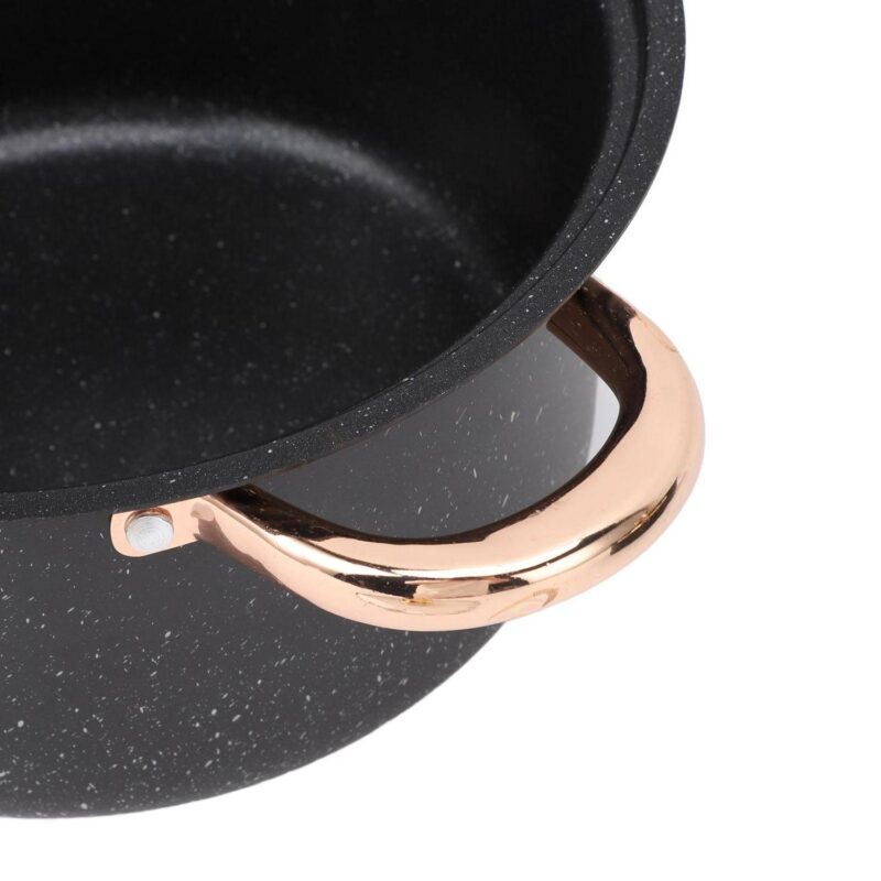 8 Pcs Pots and Pans Set Non Stick, Nonstick Kitchen Cookware Sets, Induction Cookware, For Oven and Dishwasher Safe, Premium Kitchen Cooking Set with Gold Handles, Black - Image 12