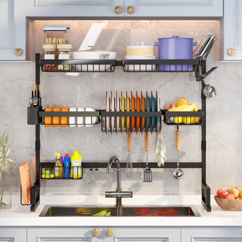 ADBIU 3-Tier Over The Sink Dish Drying Rack, Expandable Length and Height, Snap-On Design - Image 3