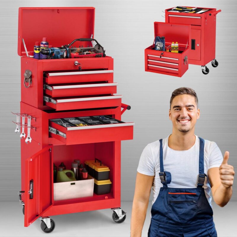 AECOJOY Tool Chest Rolling Tool Chest& Cabinets with Wheels Tool Organizer Box for Garage Workshop (Redi 1/4