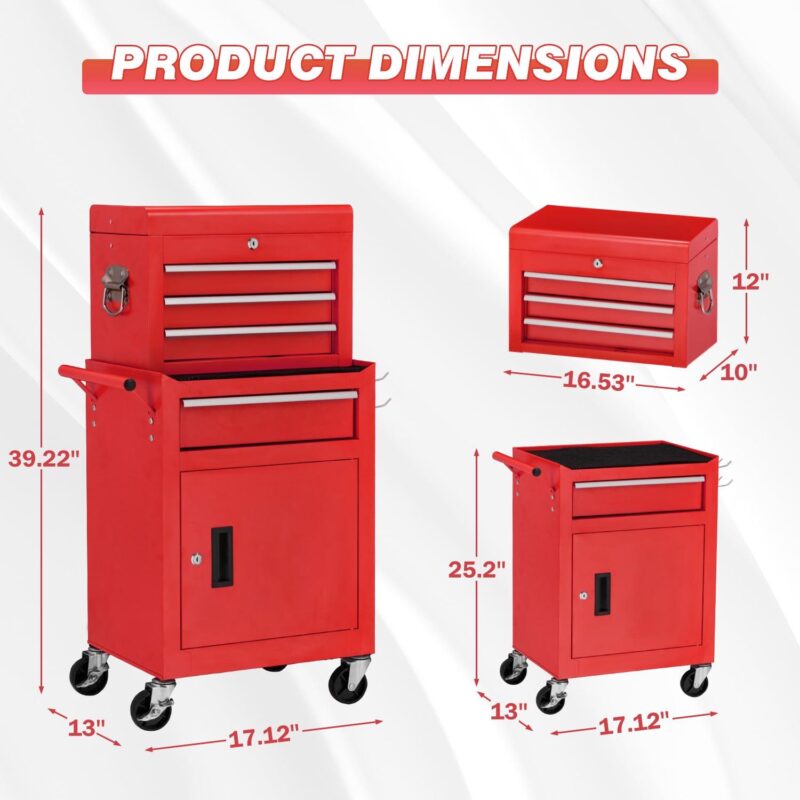 AECOJOY Tool Chest Rolling Tool Chest& Cabinets with Wheels Tool Organizer Box for Garage Workshop (Redi 1/4 - Image 5