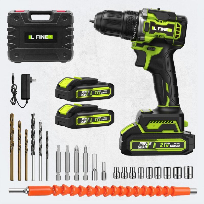 ATUPEN Cordless Power Drill Set - 21V Electric Drill with 2*2Ah Batteries 2 Variable Speed 21 Torque Setting 3/8 inch Power Tools Kit Drill Driver Accessories,Black - Image 2