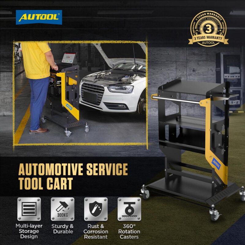 AUTOOL Automotive Service Tool Cart Car Repair Diagnostic Cart on Wheels Rolling Tool Cart Multi-Layer Storage with 4 360A Rotation Casters 660 lbs Capacity Service Utility Cart - Image 2