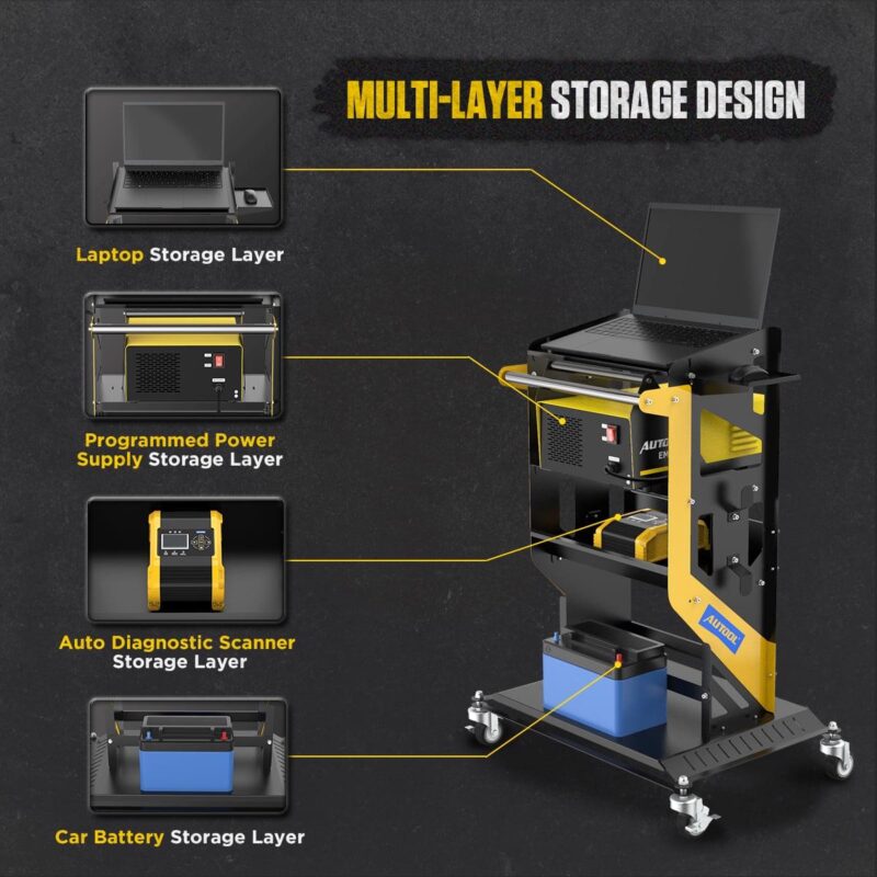 AUTOOL Automotive Service Tool Cart Car Repair Diagnostic Cart on Wheels Rolling Tool Cart Multi-Layer Storage with 4 360A Rotation Casters 660 lbs Capacity Service Utility Cart - Image 4