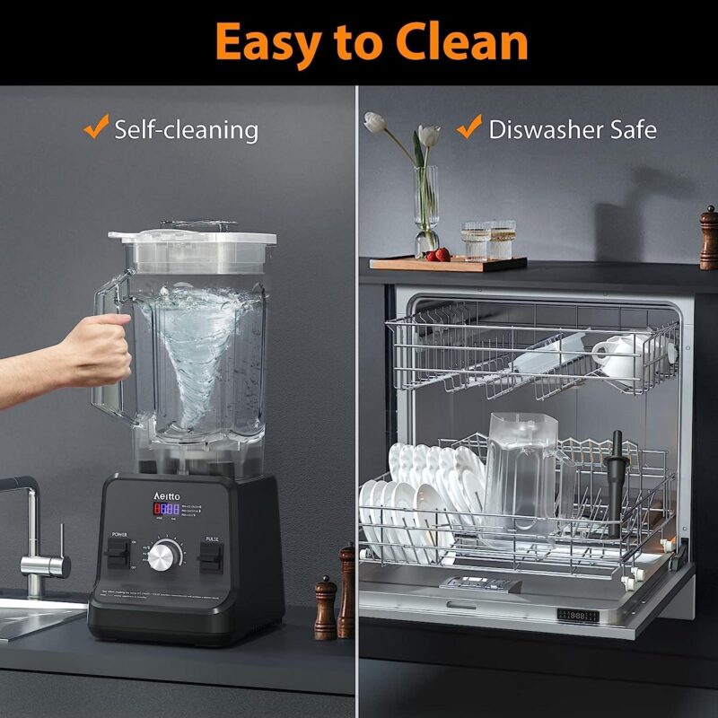 AeittoA Blender, Blenders for Kitchen with 1500-Watt Motor, 68 Oz Large Capacity, Countertop Professional Blenders for Ice Crush, Frozen Drinks, Black - Image 6