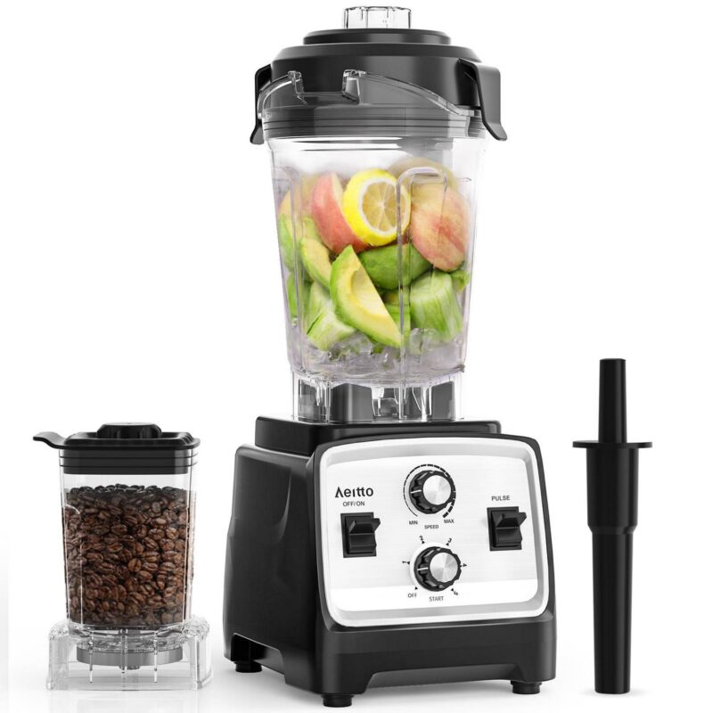 Aeitto Blender, Blenders for Kitchen with 1800W Motor, 85 Oz. Large Capacity, 2-in-1 Blender and Grinder Combo, BPA-Free Countertop Professional Blender for Smoothies, Ice Crush, Frozen Drinks, Silver
