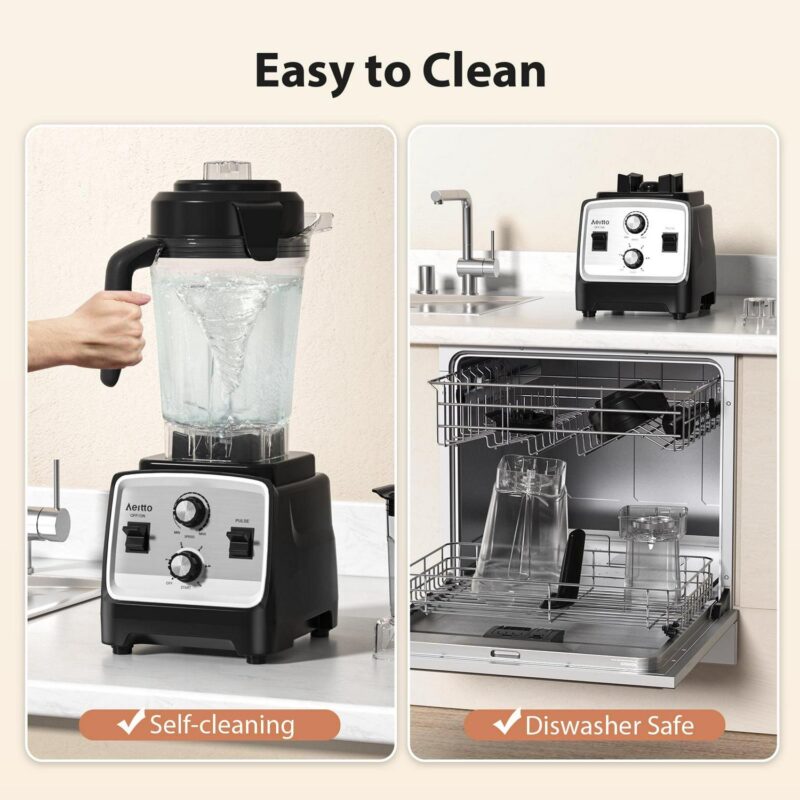 Aeitto Blender, Blenders for Kitchen with 1800W Motor, 85 Oz. Large Capacity, 2-in-1 Blender and Grinder Combo, BPA-Free Countertop Professional Blender for Smoothies, Ice Crush, Frozen Drinks, Silver - Image 5
