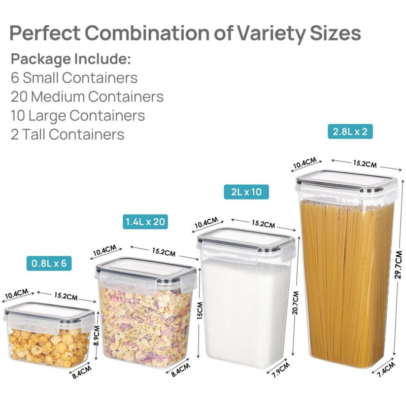 Airtight Food Storage Containers Set, Vtopmart 38pcs Plastic Kitchen and Pantry Organization Canisters, Black - Image 5