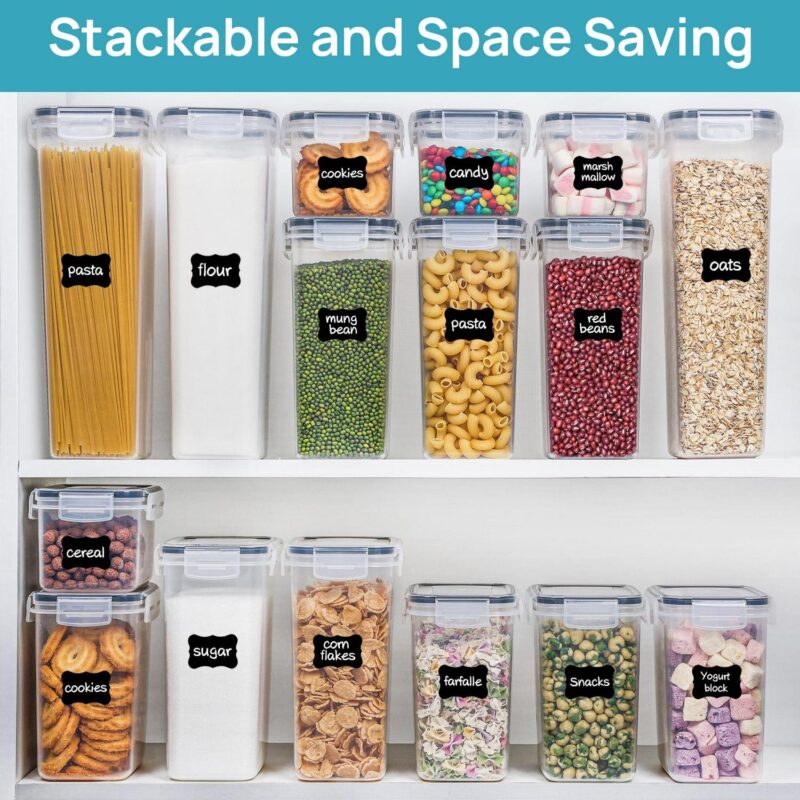 Airtight Food Storage Containers Set, Vtopmart 38pcs Plastic Kitchen and Pantry Organization Canisters, Black - Image 8