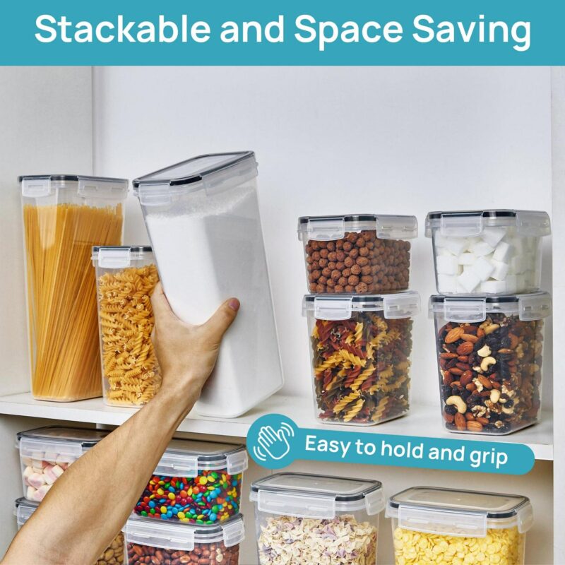 Airtight Food Storage Containers Set, Vtopmart 38pcs Plastic Kitchen and Pantry Organization Canisters, Black - Image 3