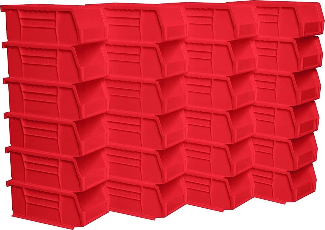 Akro-Mils Stackable Storage Bins, AkroBins Stacking Organizer, 7 x4 x3 , Red, 24-Pack