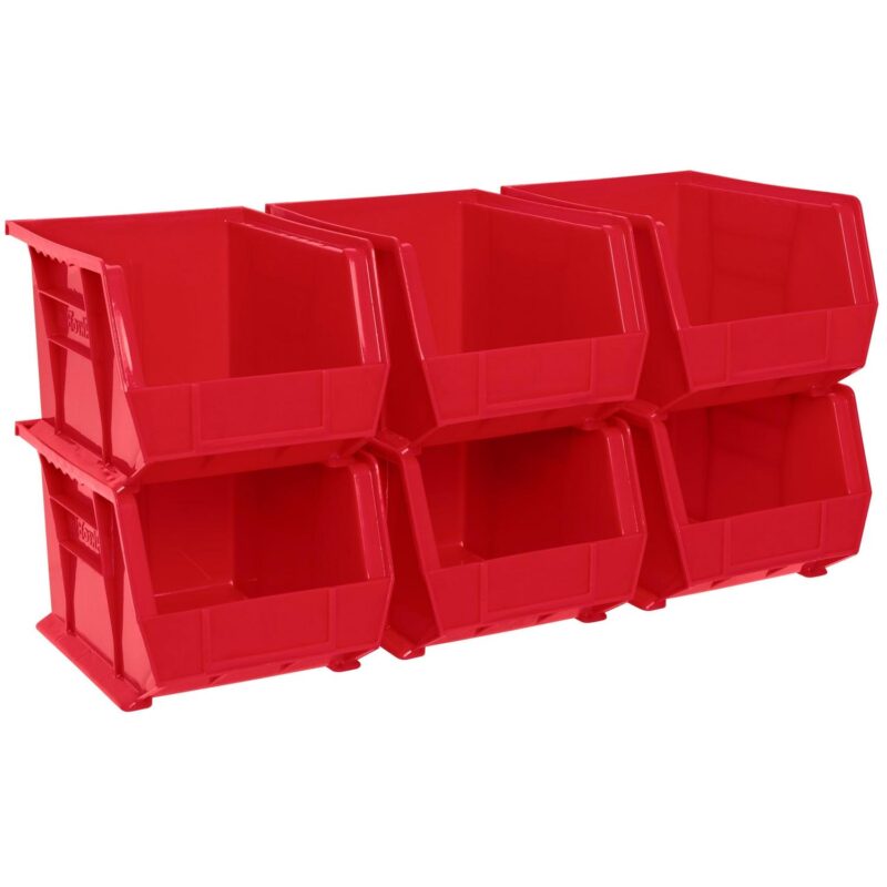 Akro-Mils Stackable Storage Bins, AkroBins 30239 Stacking Organizer, 11 x8 x7 , Red, 6-Pack