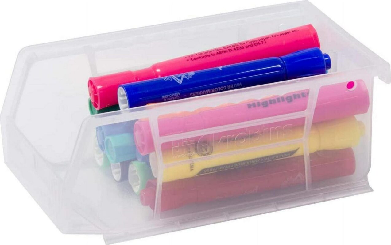 Akro-Mils Stackable Storage Bins, AkroBins Stacking Organizer, 7 x4 x3 , Red, 24-Pack - Image 7