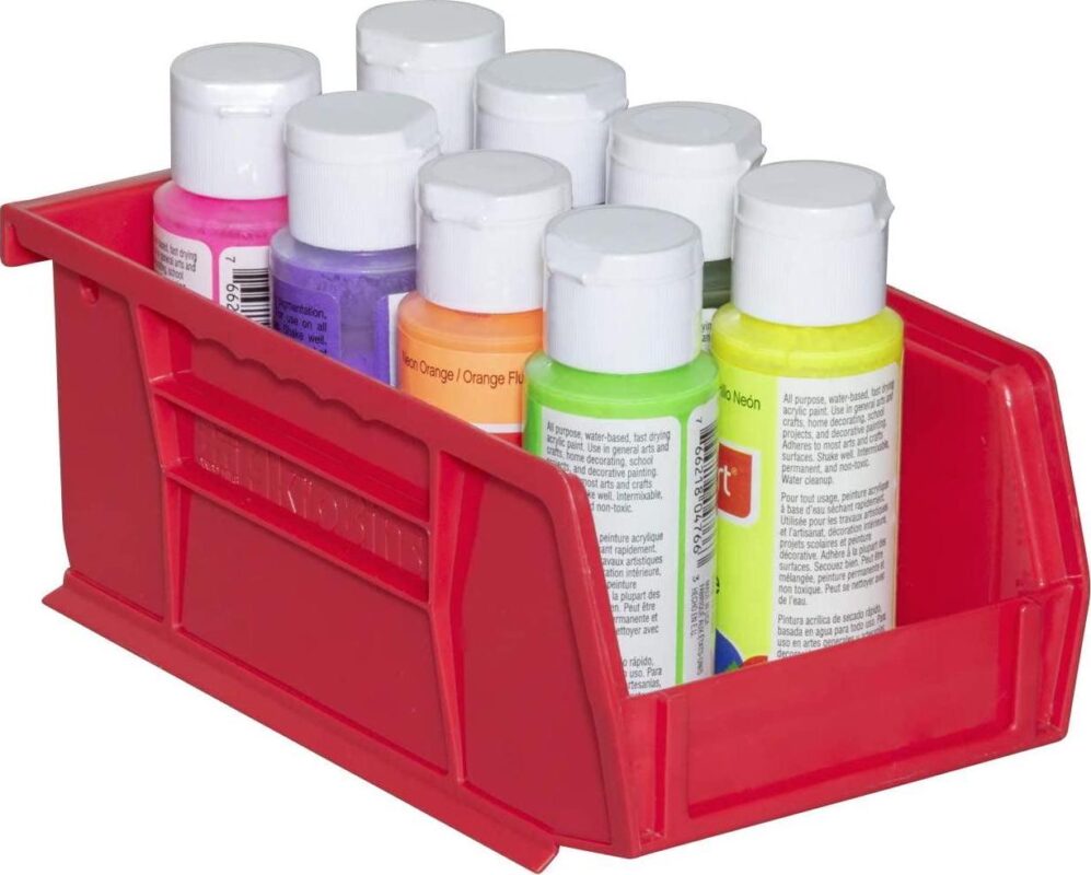 Akro-Mils Stackable Storage Bins, AkroBins Stacking Organizer, 7 x4 x3 , Red, 24-Pack - Image 2