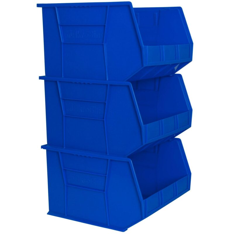 Akro-Mils Stackable Storage Bins, AkroBins 30270 Stacking Organizer, 18 x16 x11 , Blue, 3-Pack