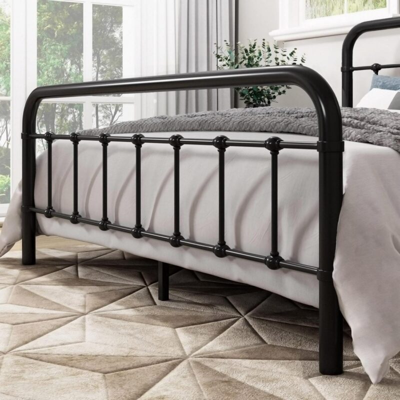 Allewie Queen Size Metal Platform Bed Frame with Victorian Style Wrought Iron-Art Headboard/Footboard, Black - Image 3