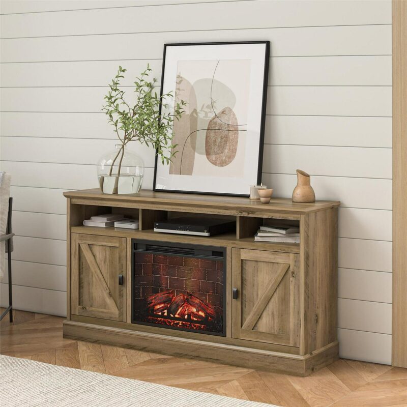 Ameriwood Home Ashton Lane Electric Fireplace TV Stand for TVs up to 65 , Rustic Oak - Image 6