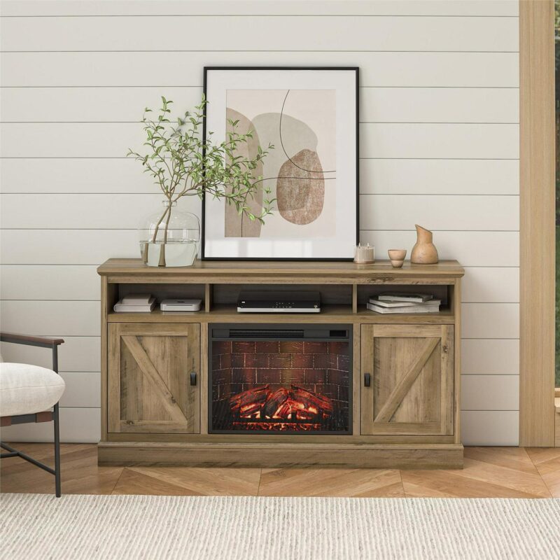Ameriwood Home Ashton Lane Electric Fireplace TV Stand for TVs up to 65 , Rustic Oak - Image 13