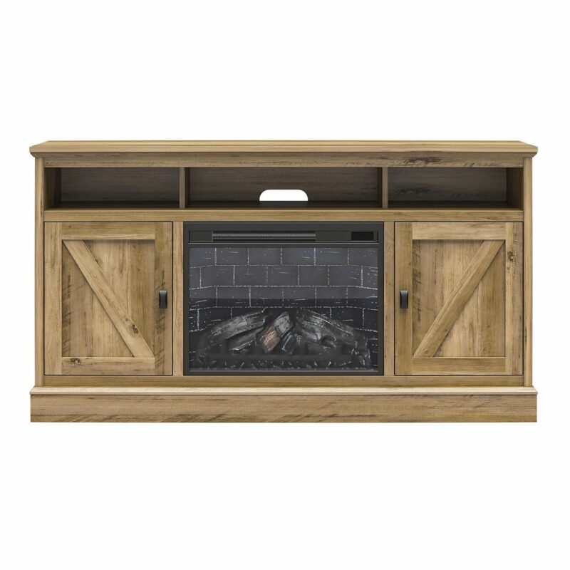 Ameriwood Home Ashton Lane Electric Fireplace TV Stand for TVs up to 65 , Rustic Oak - Image 18
