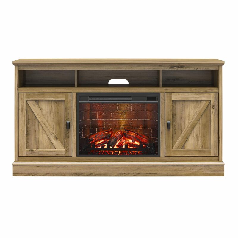 Ameriwood Home Ashton Lane Electric Fireplace TV Stand for TVs up to 65 , Rustic Oak - Image 16