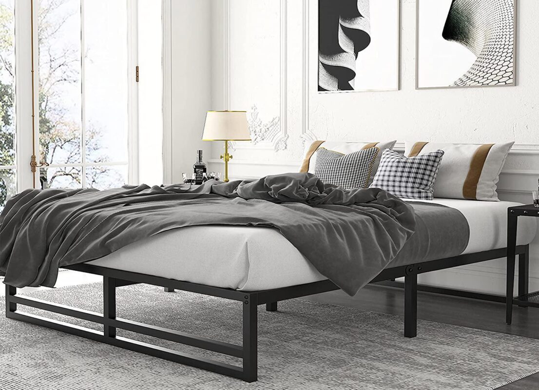 Amolife Queen Size Metal Platform Bed Frame with 14  Under Bed Storage, Black - Image 6