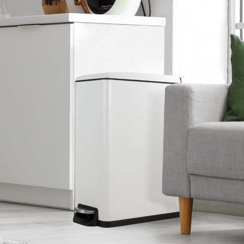 Arlopu 13.2 Gallon Rectangular Kitchen Step Trash Can with Soft-Close Lid, Stainless Steel Slim Trash Can with Foot Pedal - Image 8