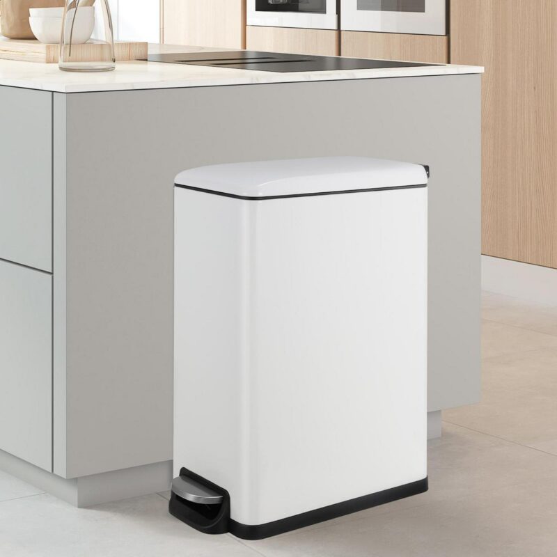 Arlopu 13.2 Gallon Rectangular Kitchen Step Trash Can with Soft-Close Lid, Stainless Steel Slim Trash Can with Foot Pedal - Image 9