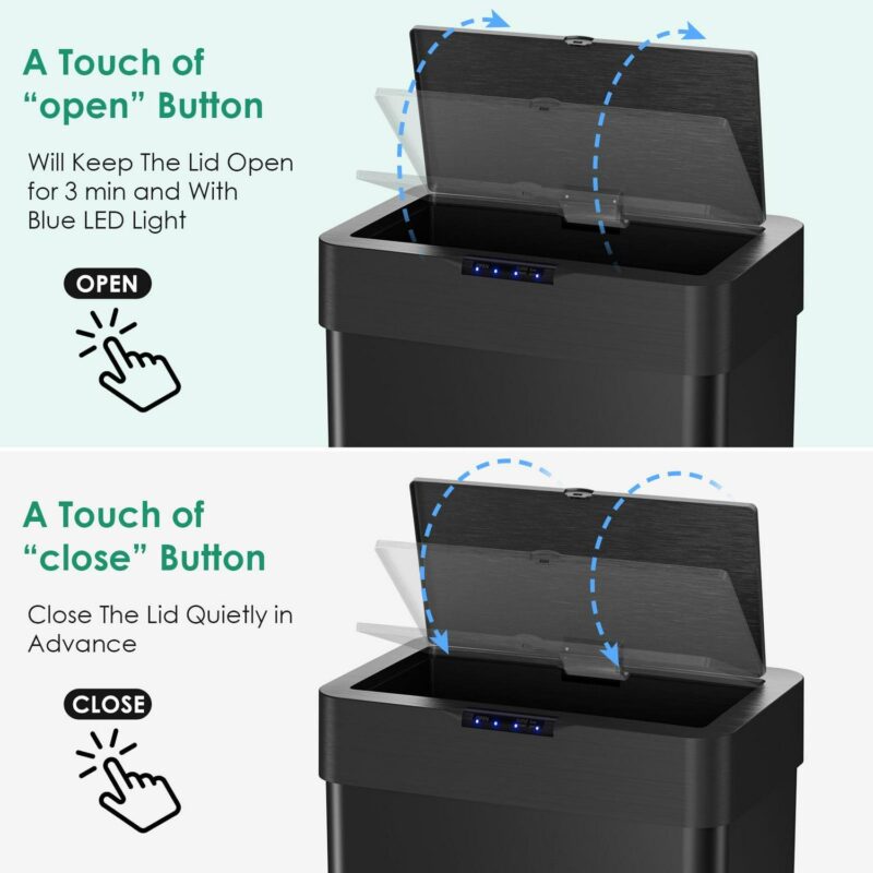 Arlopu 21.1 Gallon Automatic Garbage Can Motion Sensor Touchless Kitchen Trash Can with Soft-Close Lid, Stainless Steel - Image 5