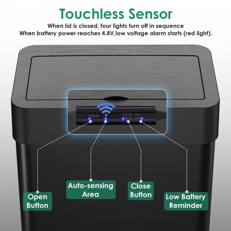 Arlopu 21.1 Gallon Automatic Garbage Can Motion Sensor Touchless Kitchen Trash Can with Soft-Close Lid, Stainless Steel - Image 3