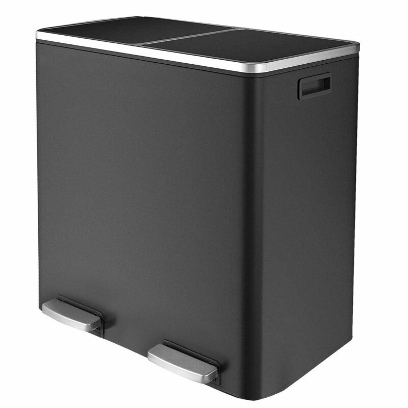 Arlopu 60 L/16 gal Dual Trash Can, Stainless Steel Garbage Can for Kitchen, Recycle Bin with Lid - Image 8