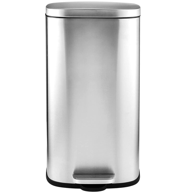 Arlopu 8 Gallon Stainless Steel Trash Can with Lid, Rectangular Kitchen Garbage Can with Step Pedal and Inner Bucket for Bathroom, Living Room - Image 8