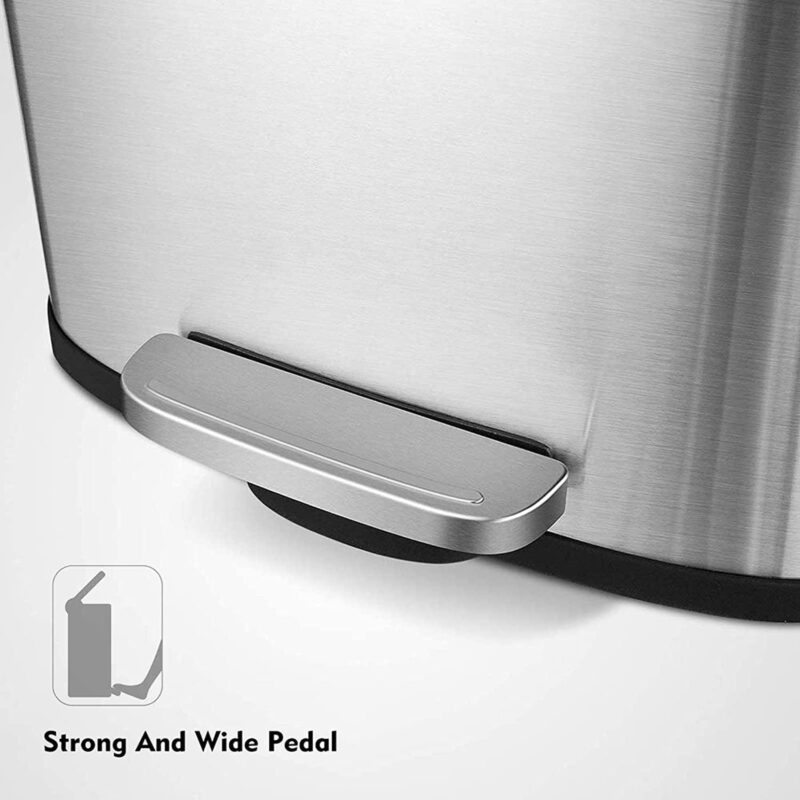 Arlopu 8 Gallon Stainless Steel Trash Can with Lid, Rectangular Kitchen Garbage Can with Step Pedal and Inner Bucket for Bathroom, Living Room - Image 7