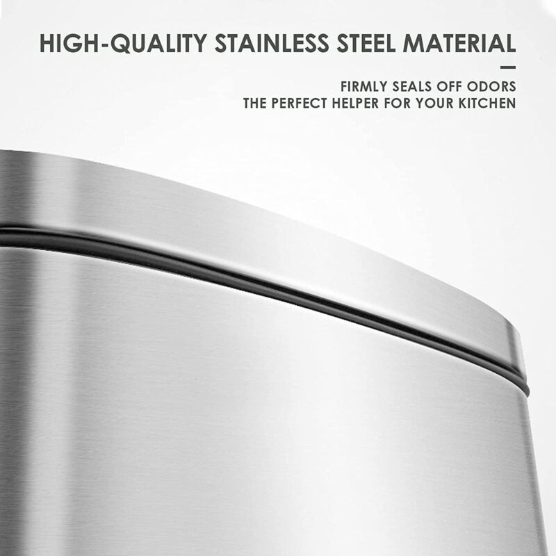 Arlopu 8 Gallon Stainless Steel Trash Can with Lid, Rectangular Kitchen Garbage Can with Step Pedal and Inner Bucket for Bathroom, Living Room - Image 3