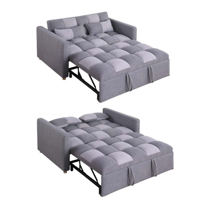 Aukfa 53.5  Convertible Loveseat Sleeper, Pull Out Sofa Bed, Teddy, Gray - Image 8